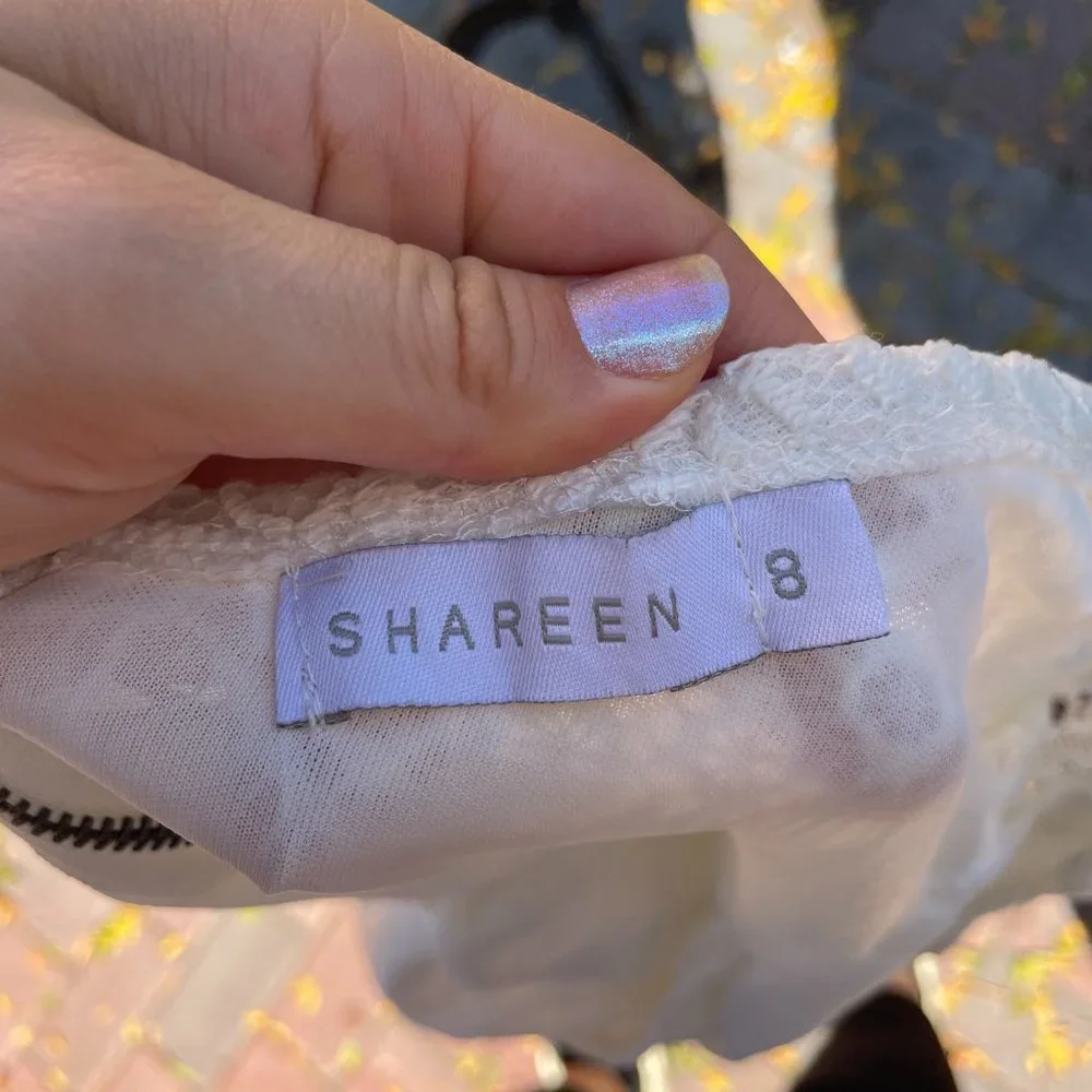 White off the shoulder lace mini dress - Picture 8 of 9